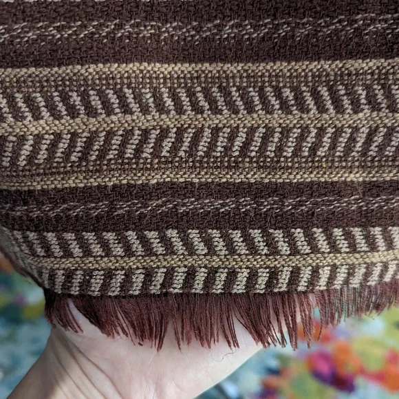 Bob Timberlake Striped Mini Skirt Size 4 Brown Frayed Hem Boho Southwestern - Picture 5 of 10